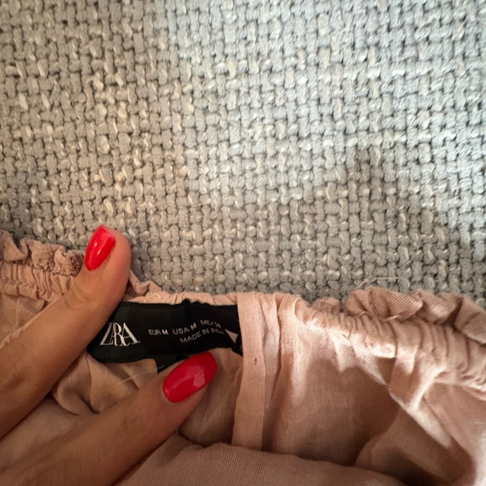 Zara Pale Pink Textured Midi Dress Size M Blogger Favorite - Picture 10 of 14